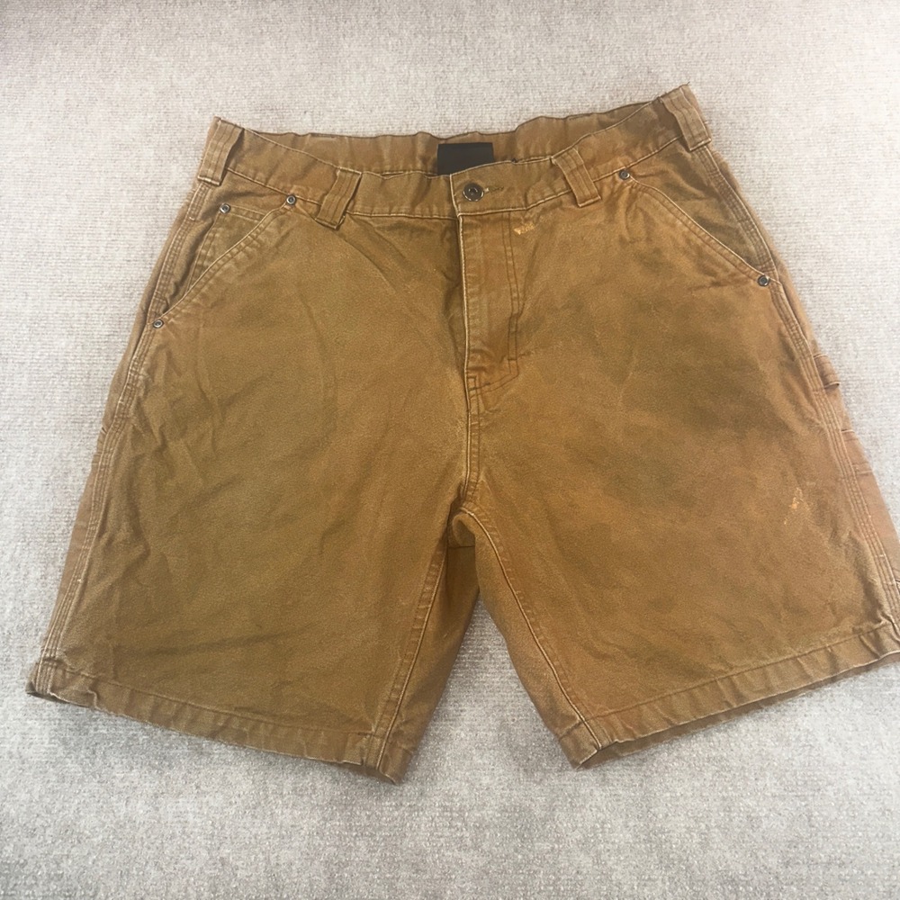 Work N Sport Mens Brown Duck Canvas Carpenter Utility Shorts Size 36 Hammer Loop